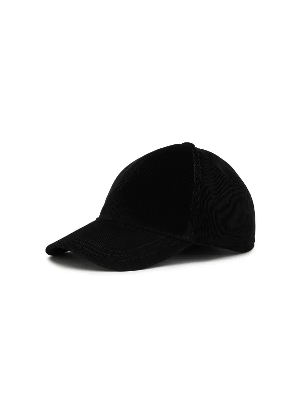 Hats & Gloves>PRADA Logo-Plaque Corduroy Baseball Cap