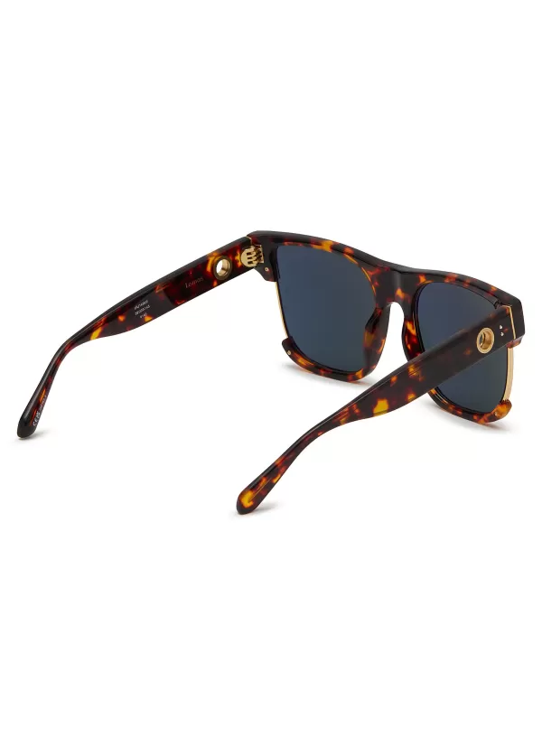 Eyewear>LINDA FARROW Lomas Acetate & Metal Square Sunglasses