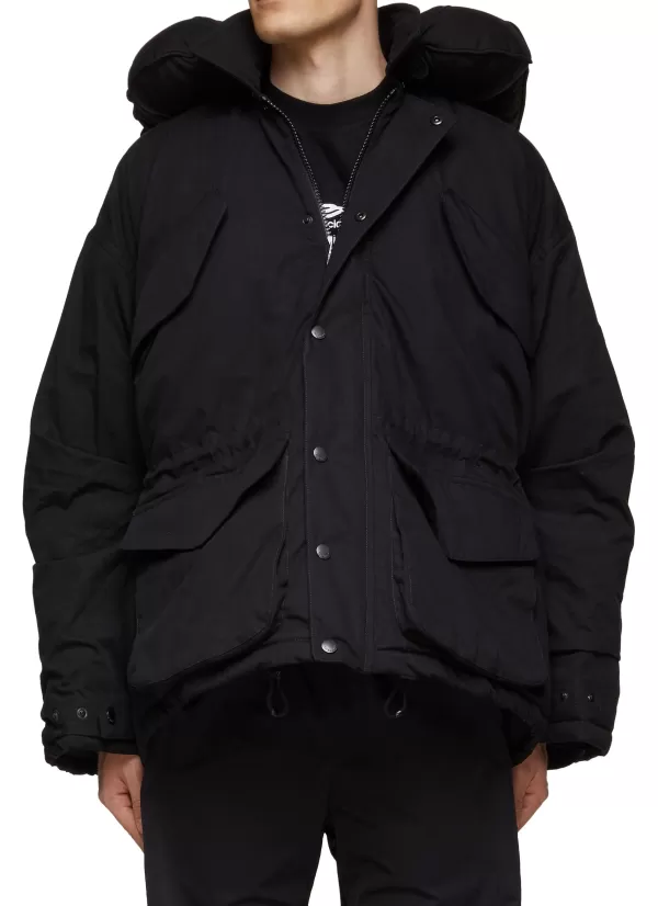 Coats>BALENCIAGA Long Sleeve Zip Front Detachable Pillow Cotton Travel Parka