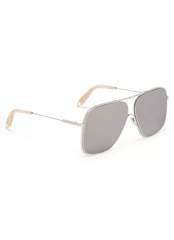 Eyewear>VICTORIA BECKHAM Loop Navigator' Metal Square Aviator Sunglasses