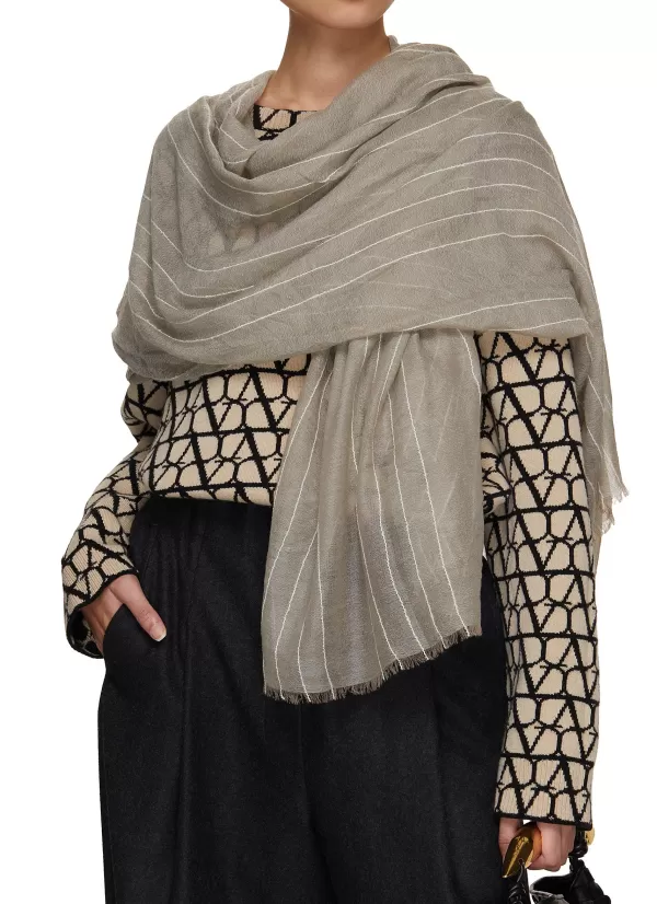 Scarves & Wraps>JOVENS Loopie Stripe Cashmere Scarf