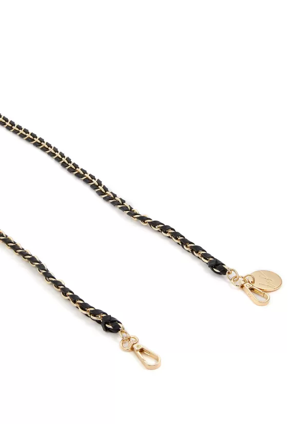 Tech Accessories>LA COQUE FRANCAISE Lou Leather Braided Phone Strap — Black Gold