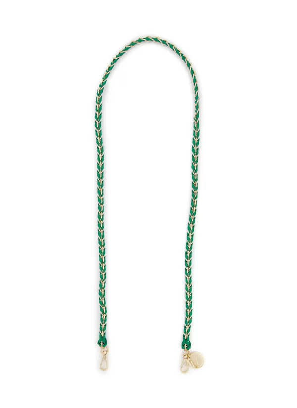 Tech Accessories>LA COQUE FRANCAISE Lou Leather Braided Phone Strap — Green