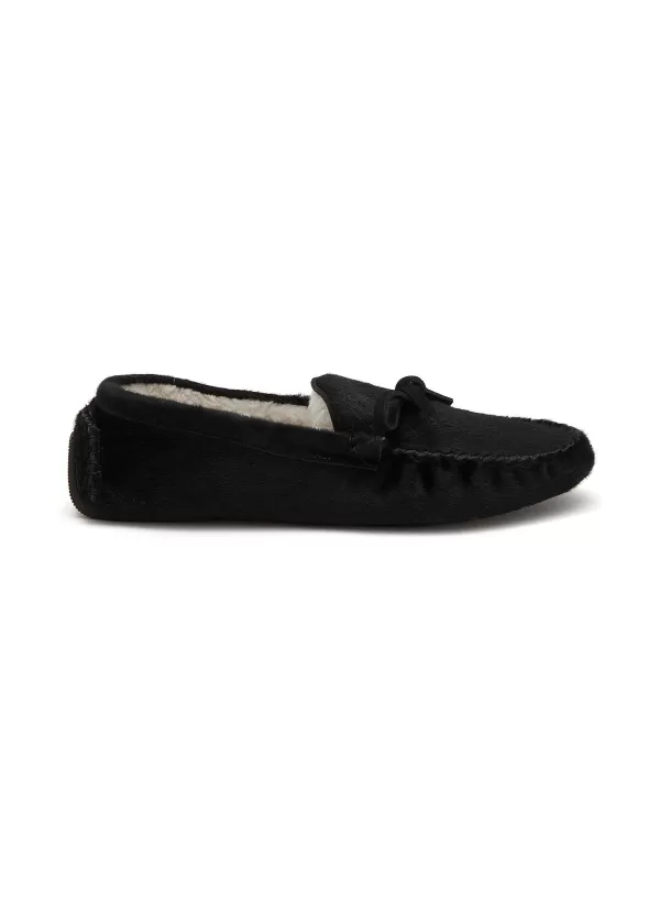 Flats>THE ROW Lucca Ponyhair Leather Mocassin