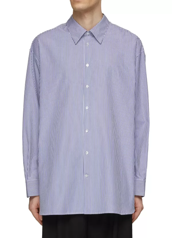 Shirts>THE ROW Lukre Striped Button Up Shirt