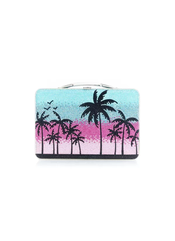 Clutch Bags>JUDITH LEIBER Lunch Box Beach Sunset Stone Embellished Clutch