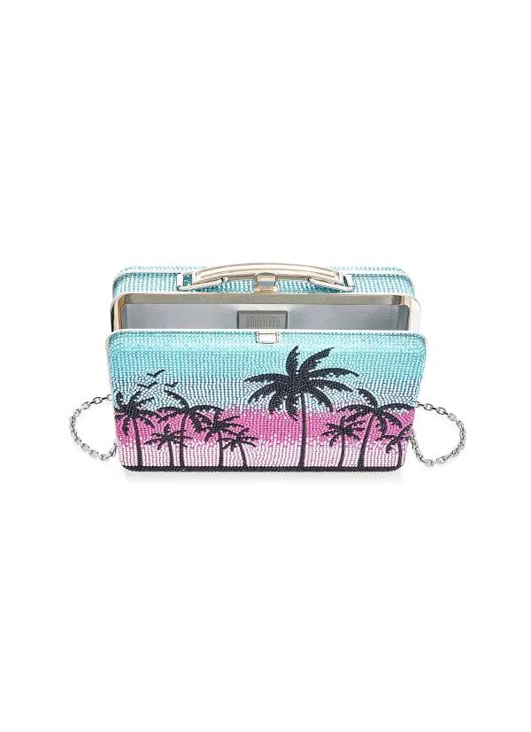 Clutch Bags>JUDITH LEIBER Lunch Box Beach Sunset Stone Embellished Clutch