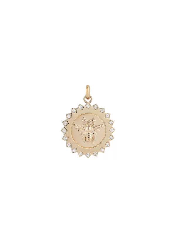 Fine Jewellery>STORROW JEWELRY Madelyn 14K Gold Diamond Bee Medallion Charm