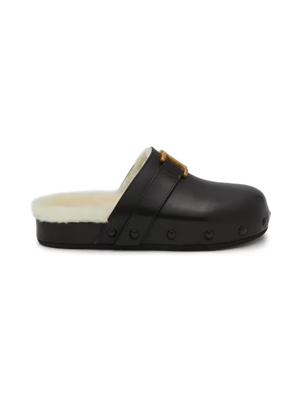 Slides>CHLOÉ Marcie Leather Shearling Slides