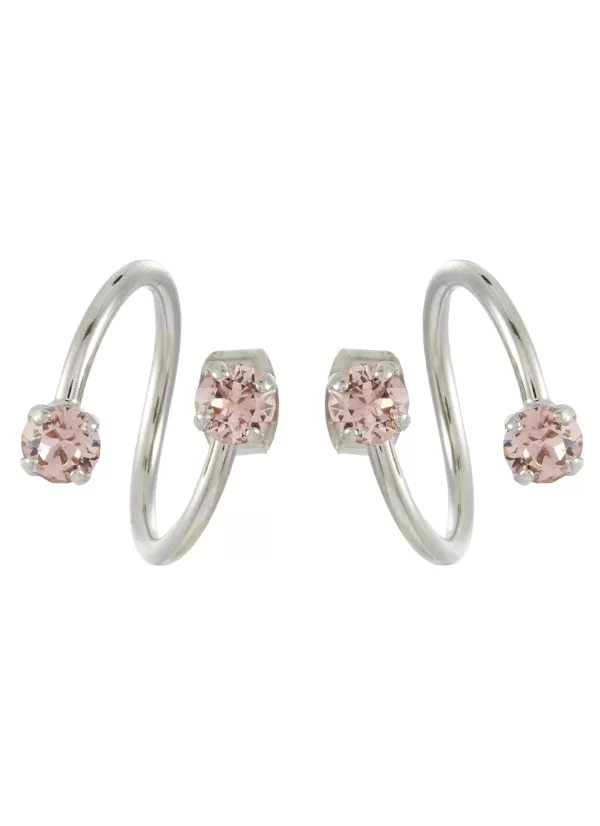 Fashion Jewellery>JUSTINE CLENQUET Maxine Palladium Plated Pink Crystal Earrings Crystal