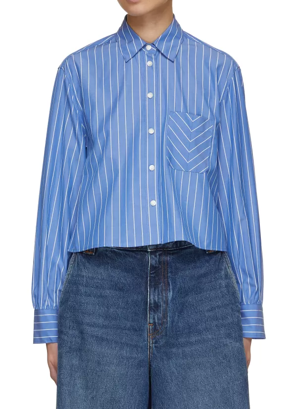 Tops>RAG & BONE Maxine Striped Cropped Shirt