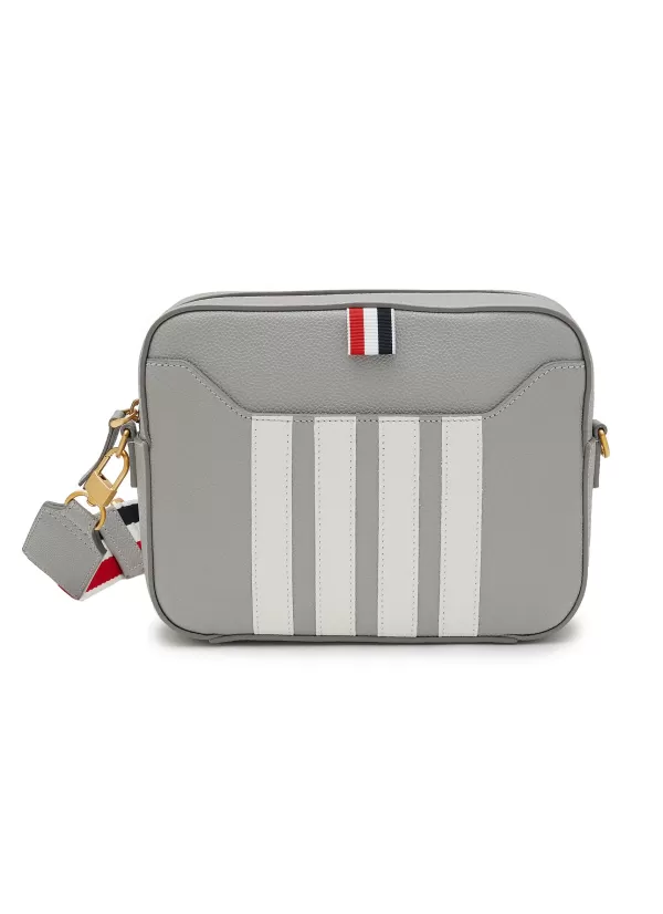 Crossbody>THOM BROWNE Medium 4 Bar Leather Crossbody Bag