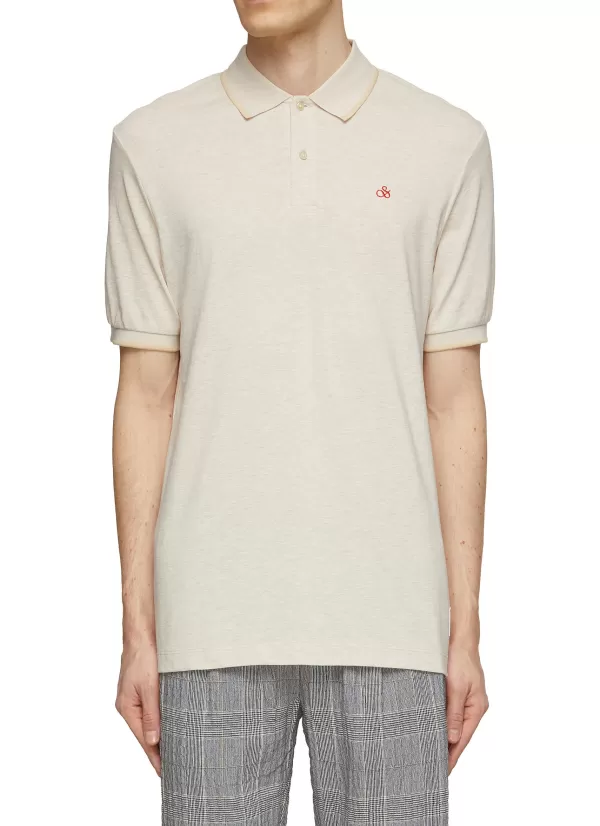 Polos>SCOTCH & SODA Melange Logo Cotton Polo Shirt