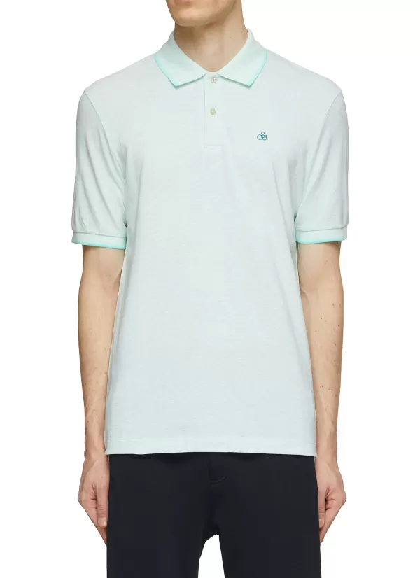 Polos>SCOTCH & SODA Melange Logo Cotton Polo Shirt