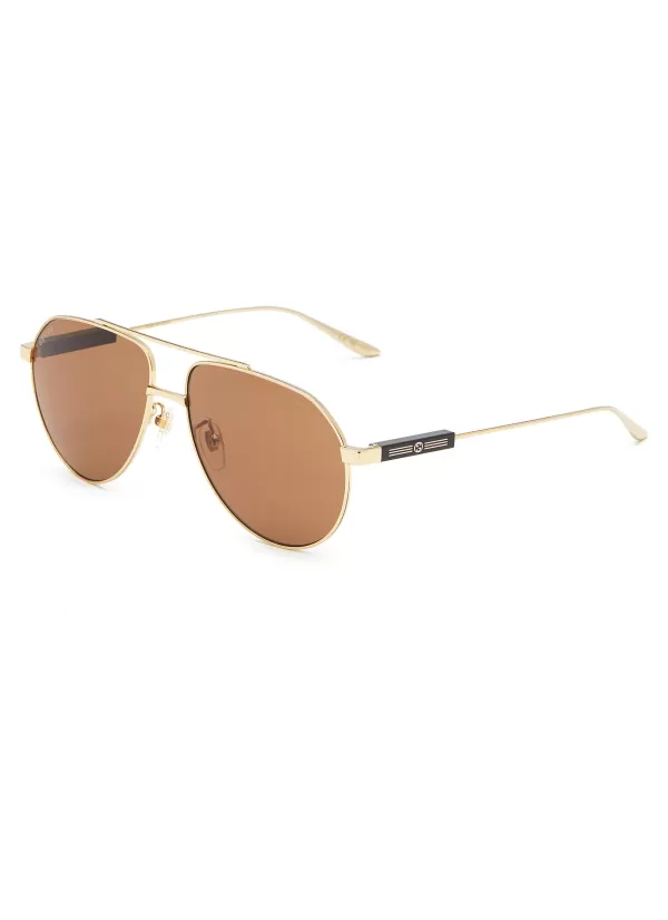 Eyewear>GUCCI Metal Aviator Sunglasses