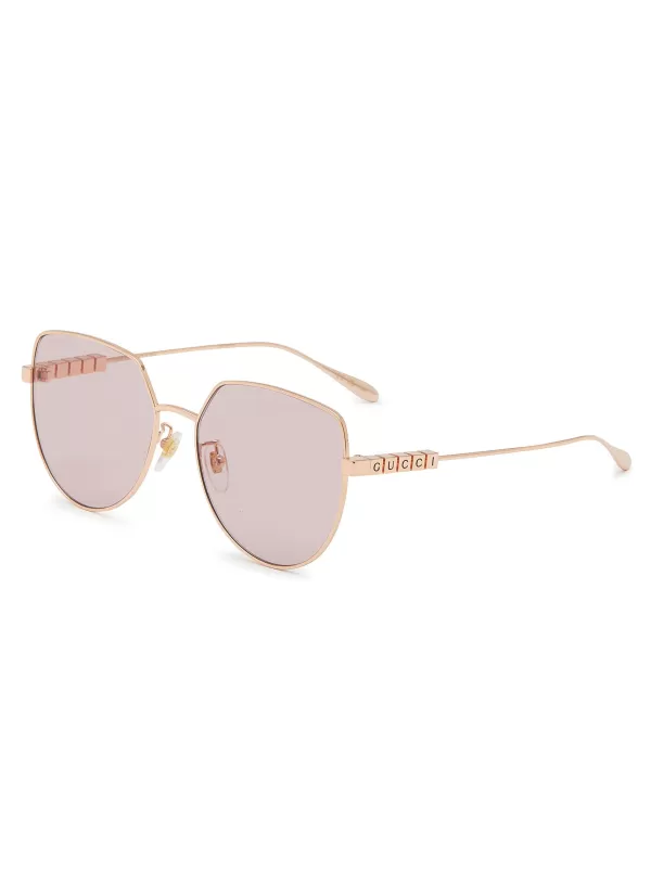 Eyewear>GUCCI Metal Geometric Sunglasses