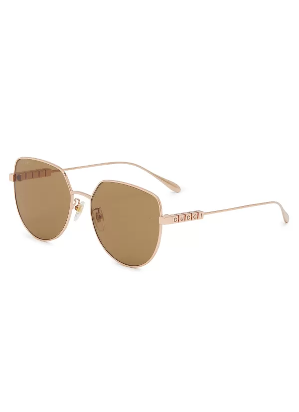 Eyewear>GUCCI Metal Geometric Sunglasses