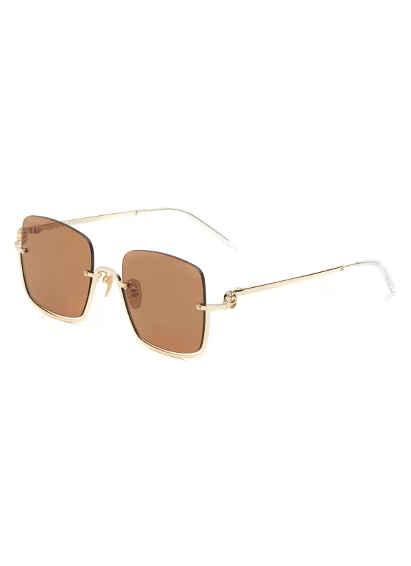 Eyewear>GUCCI Metal Half Frame Sunglasses