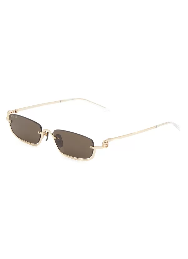 Eyewear>GUCCI Metal Half Frame Sunglasses