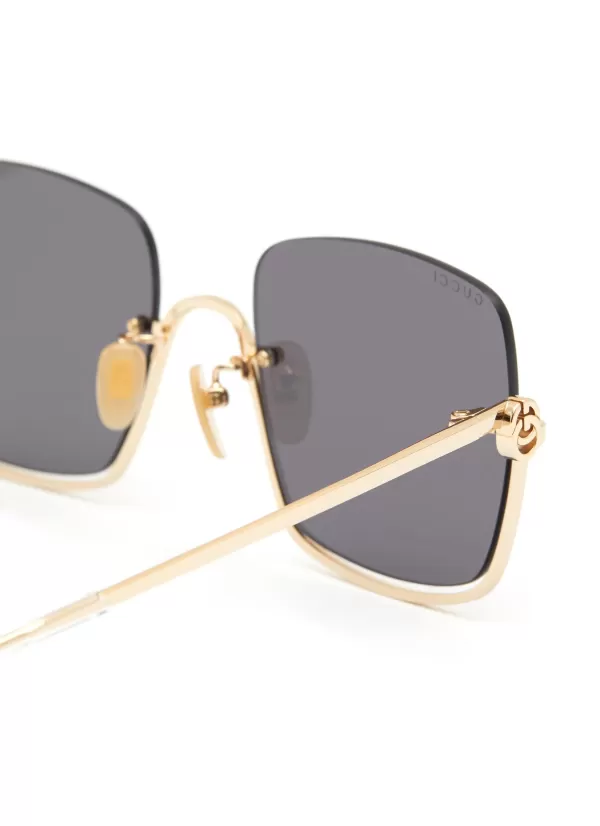 Eyewear>GUCCI Metal Half Frame Sunglasses