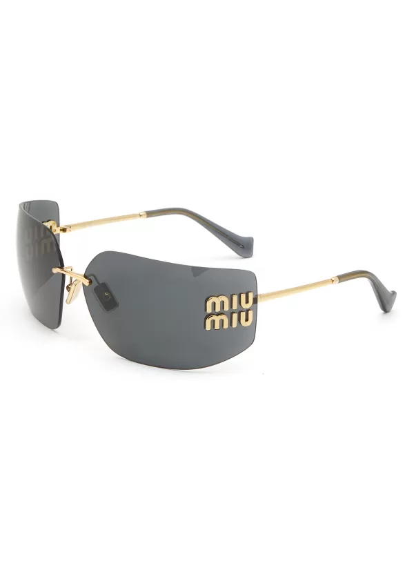 Eyewear>MIU MIU Metal Irregular Sunglasses