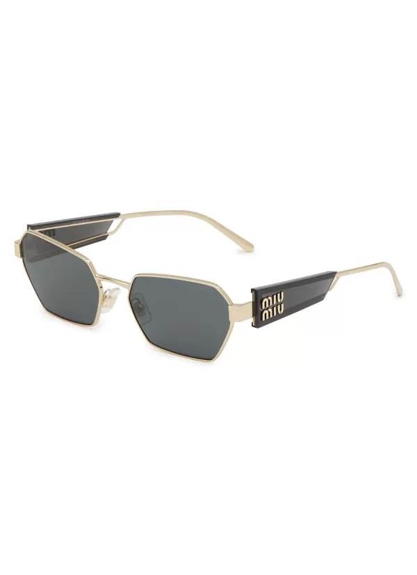 Eyewear>MIU MIU Metal Irregular Sunglasses