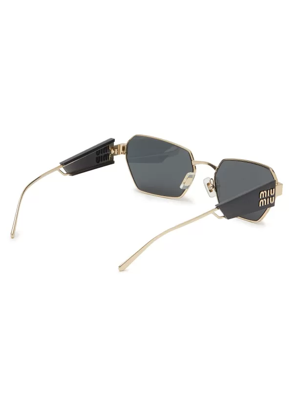 Eyewear>MIU MIU Metal Irregular Sunglasses