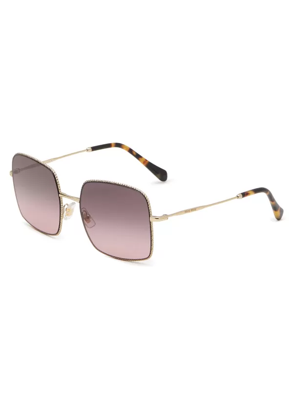 Eyewear>MIU MIU Metal Rectangular Sunglasses