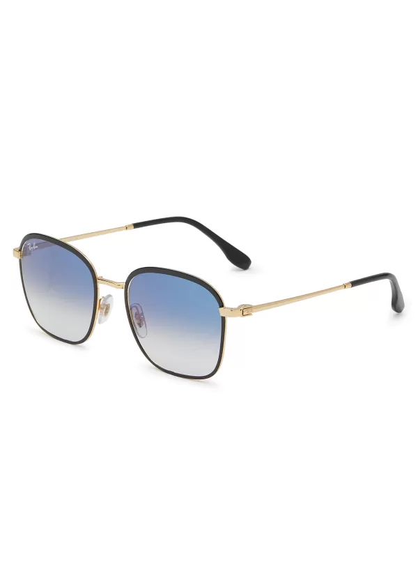 Eyewear>RAY BAN Metal Square Sunglasses