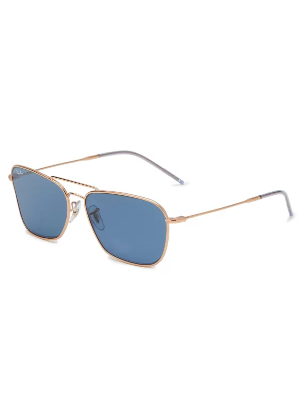 Eyewear>RAY BAN Metal Square Sunglasses