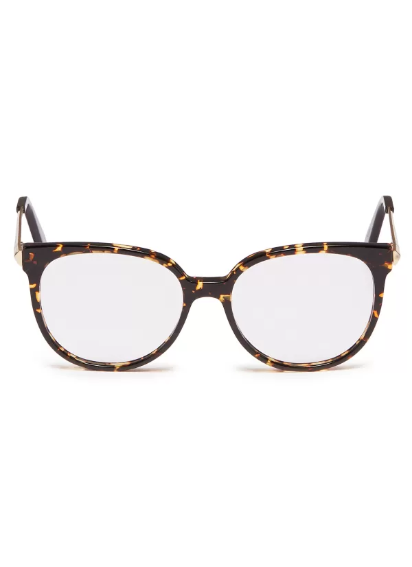 Eyewear>VICTORIA BECKHAM Metal Temple Acetate Round Optical Glasses