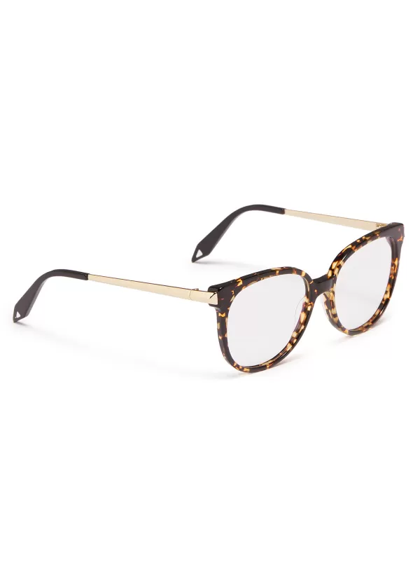 Eyewear>VICTORIA BECKHAM Metal Temple Acetate Round Optical Glasses