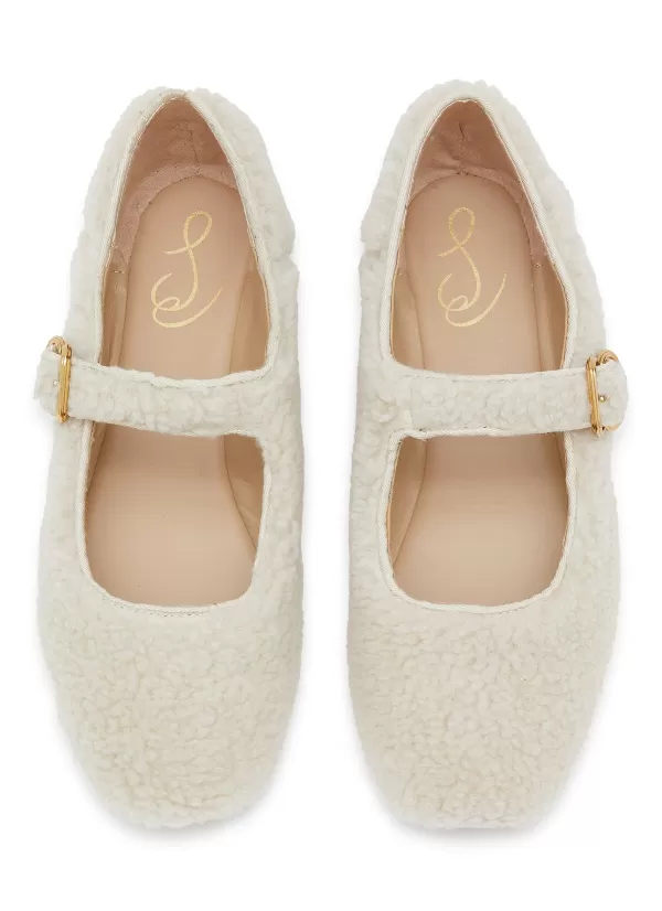 Shoes>SAM EDELMAN Michael Shearling Kids Mary Jane Flats