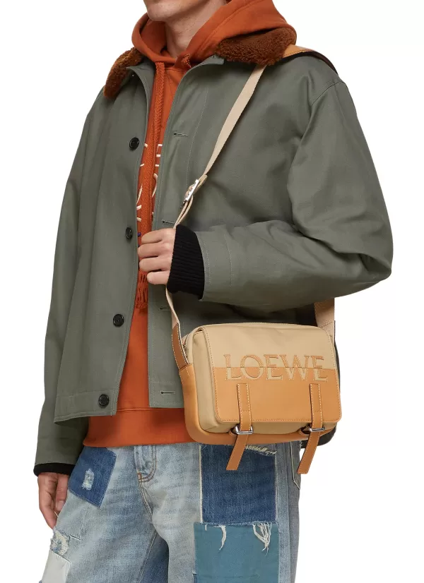 Shoulder Bags>LOEWE Military Xs' Leather Trim Canvas Messenger Bag