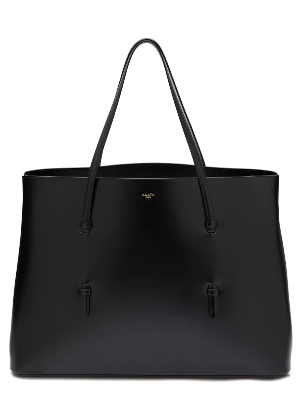 Tote Bags>ALAÏA Mina' 50 Calfskin Leather Tote Bag