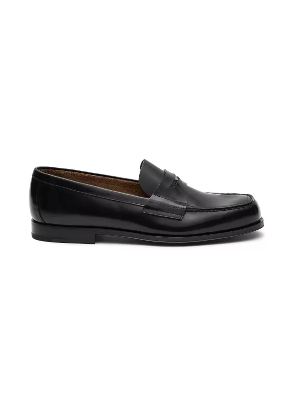 Flats>PRADA Mini Logo Plaque Penny Loafer