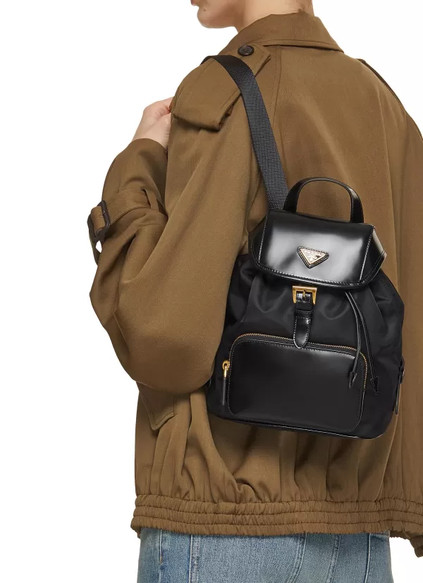 Backpacks>PRADA Mini Tessuto Spazzolato Re-Nylon Leather Backpack