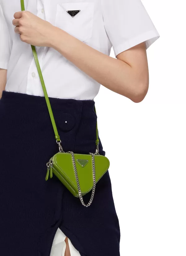 Crossbody>PRADA Mini Triangle Leather Crossbody Bag