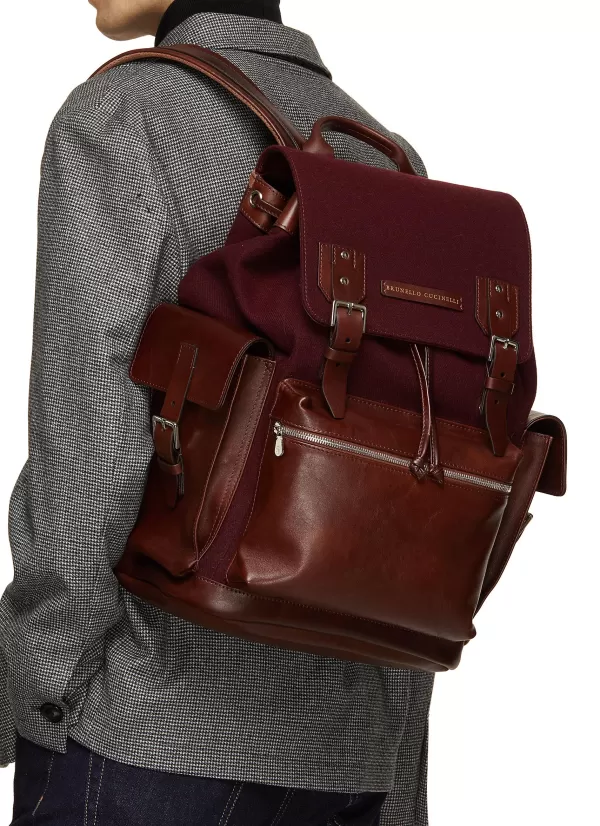 Backpacks>BRUNELLO CUCINELLI Mixed Leather Backpack