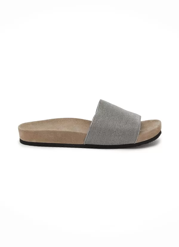 Slides>BRUNELLO CUCINELLI Monili Embellished Suede Slides