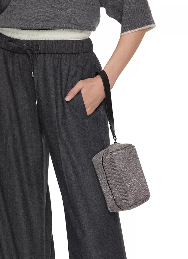 Small Leather Goods>BRUNELLO CUCINELLI Monili Wristlet Leather Pouch