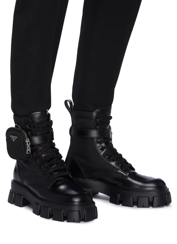 Boots>PRADA Monolith' Pocket Platform Leather Boots