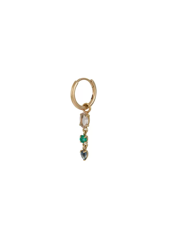 Fashion Jewellery>MÉTIER BY TOMFOOLERY Morganite Emerald Sapphire 9K Gold Single Clicker Hoop Earring