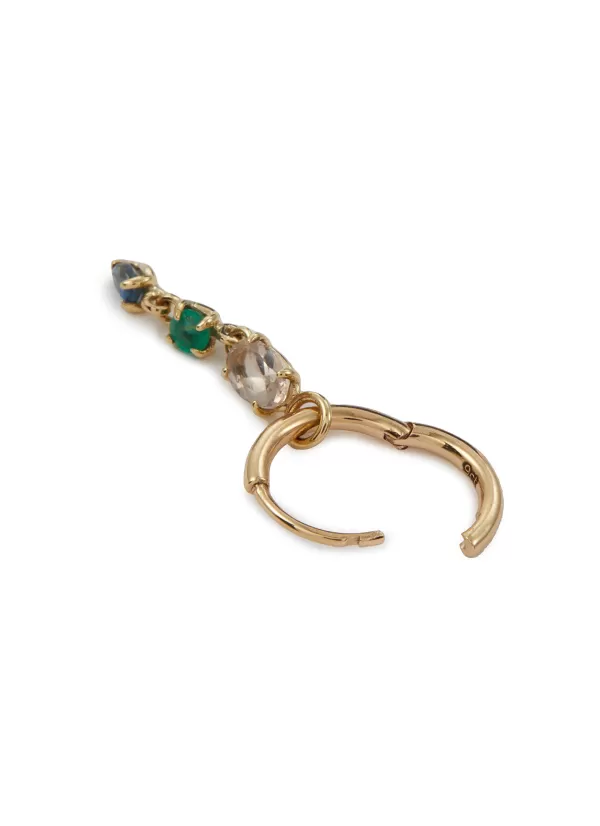 Fashion Jewellery>MÉTIER BY TOMFOOLERY Morganite Emerald Sapphire 9K Gold Single Clicker Hoop Earring
