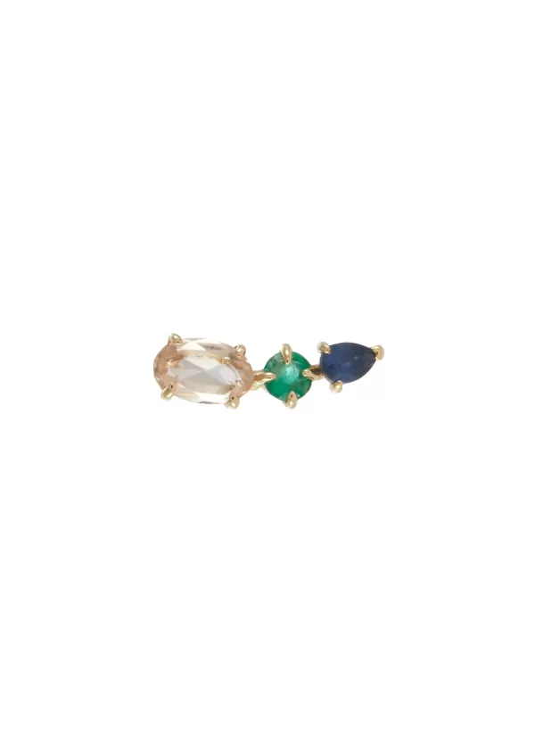 Fashion Jewellery>MÉTIER BY TOMFOOLERY Morganite Emerald Sapphire 9K Gold Single Earring — Left