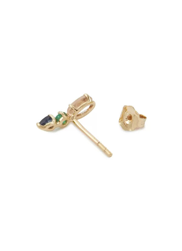 Fashion Jewellery>MÉTIER BY TOMFOOLERY Morganite Emerald Sapphire 9K Gold Single Earring — Left