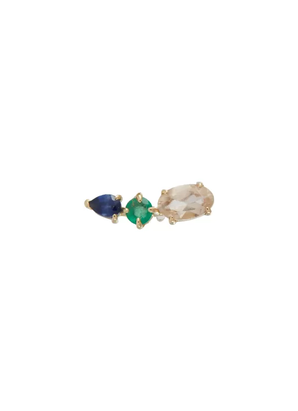 Fashion Jewellery>MÉTIER BY TOMFOOLERY Morganite Emerald Sapphire 9K Gold Single Earring — Right