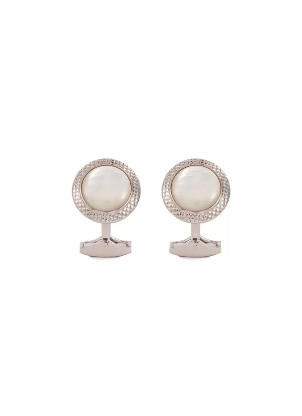 Cufflinks>TATEOSSIAN Mother Of Pearl Round Cufflink Shirt Stud Set