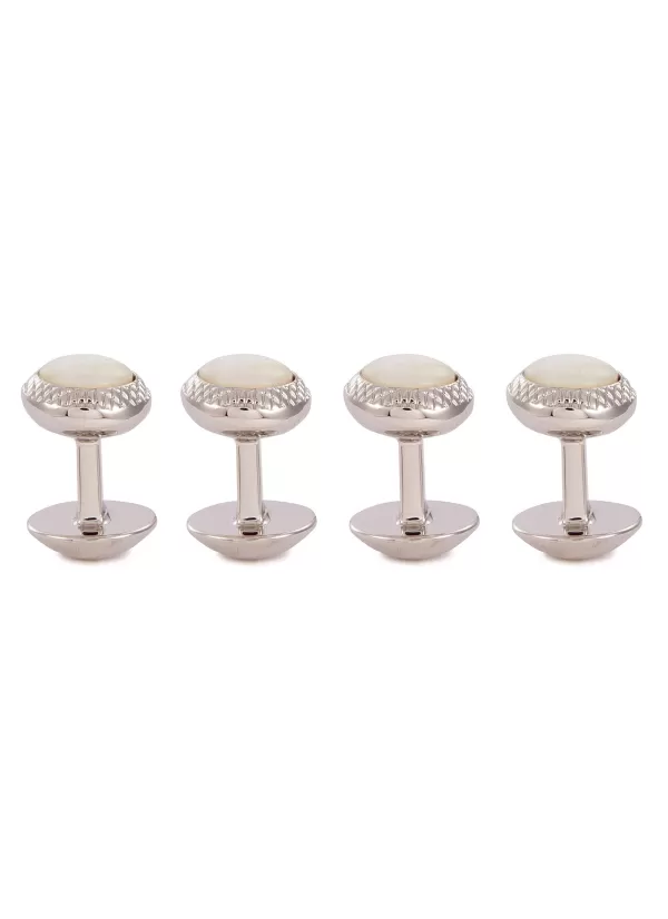 Cufflinks>TATEOSSIAN Mother Of Pearl Round Cufflink Shirt Stud Set