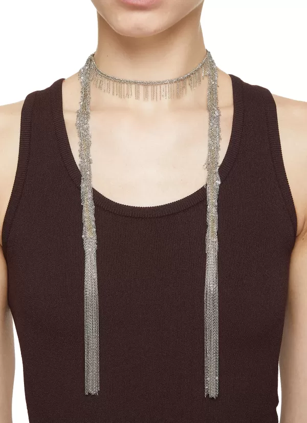 Fashion Jewellery>MARIE LAURE CHAMOREL N° 550 Sterling Silver Lurex Thread Necklace